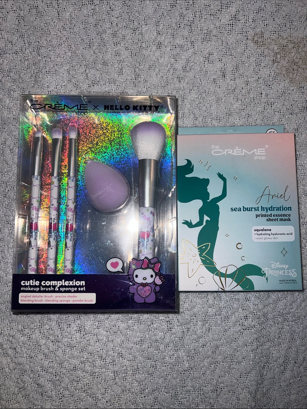 The Crème Shop x Hello Kitty Makeup Brush Set & Ariel set of 3 sheet Masks